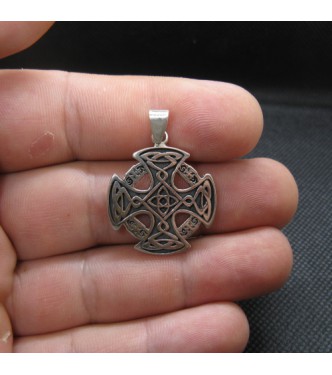 PE001409 Sterling Silver Pendant Celtic Cross Genuine Solid Hallmarked 925 Handmade